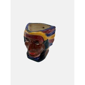 Ceramic Native American Indian Chief Head Toby Creamer Made In Japan 3"